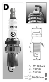 GYÚJTÓGYERTYA BRISK OCTAVIA 1,8